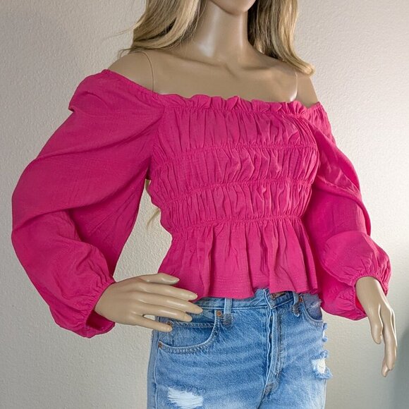 Lulus Tops - Lulus Peasant Top Pink Small